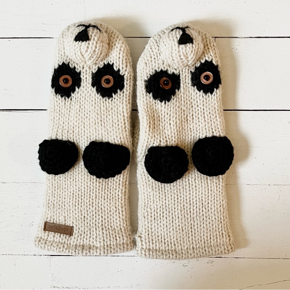 DeLux Knit Animal Mittens | Panda | Adult